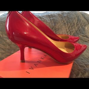 Gorgeous red patent leather kitten heels